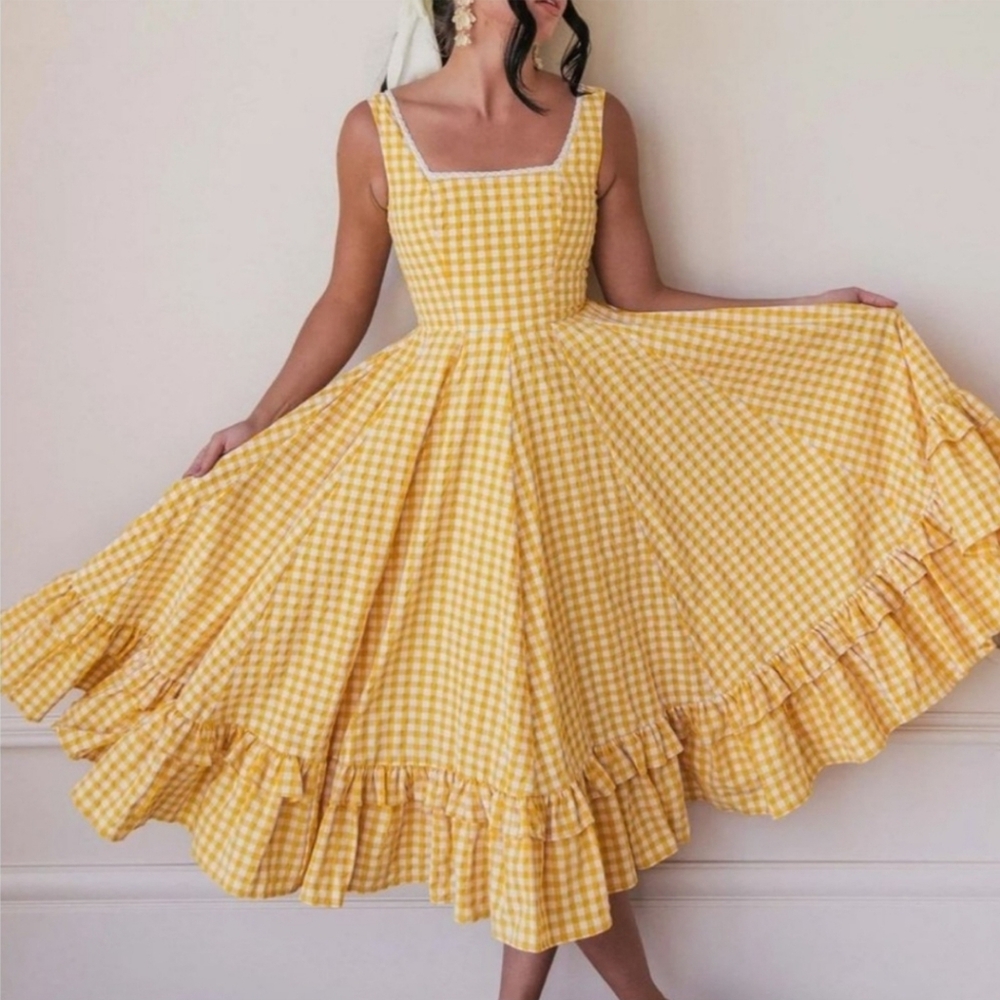 Jessakae Yellow Gingham Daze Dress NWT
